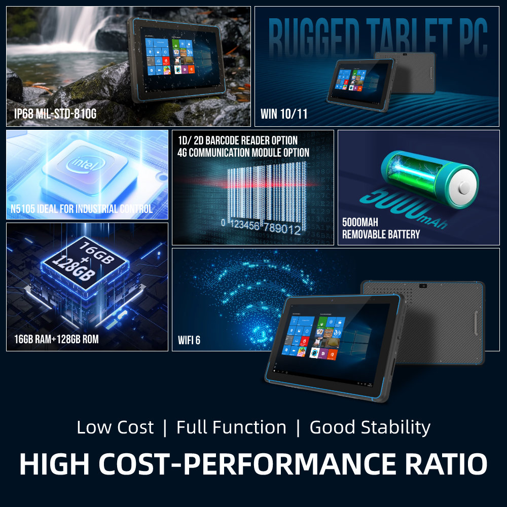 W105 10.1" Ipari Windows Tablet N5105 16GB/128GB