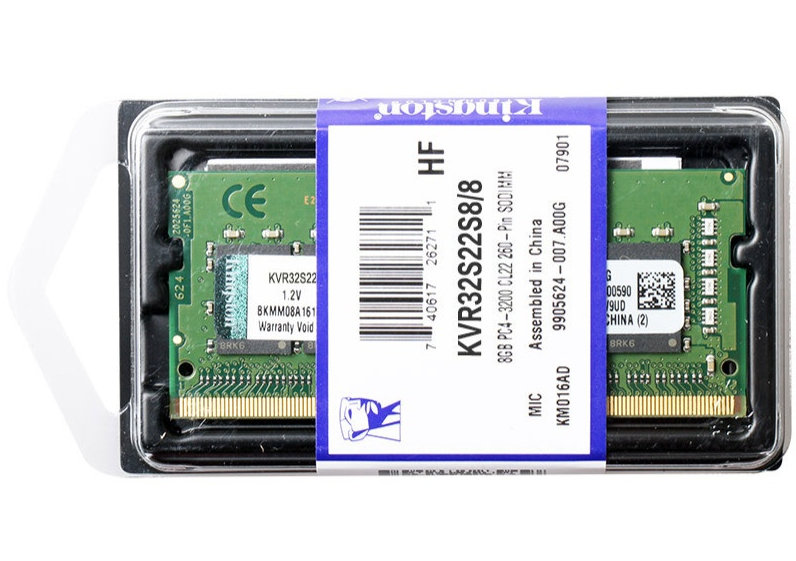 8GB DDR4 3200MHz Kingston KVR32S22S8/8 SODIMM laptop memória